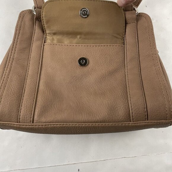 MULTI-SAC Purse Beige Double Handle Shoulder Bag Pebbled Faux Leather Medium - Picture 9 of 14